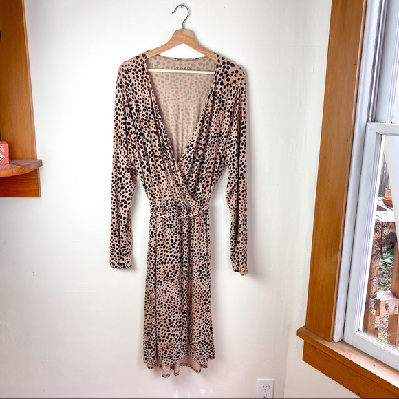 Ava & Viv Dresses & Skirts - Ava & Viv Leopard Long Sleeve Wrap Mini Dress